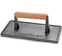 Nutrichef Presse à Steak Haché en Fonte - Press Burger Lourde avec Poignée en Bois, Pour Steak, Burger, Viandes, Bacon, Pour Grill, Plancha, Poêle et Griddle, Marque de Saisie Uniforme