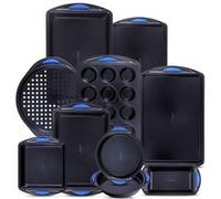 NutriChef Set de Moules à Pâtisserie Antiadhésifs - 10 Pièces bleu Plaques et Moules à Muffins et Cakes en Acier Revêtu pour Four jusqu’à 230 °C