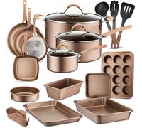 NutriChef Set de 20 casseroles, poêles et moules anti-adhésifs - Set de cuisson sans PFOA/PFOS pour les cuisinières à gaz, électriques, céramiques et à induction