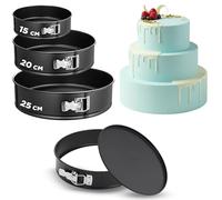 NutriChef Set de 3 Moules Springform - 15/20/25 cm, Acier Carbone, Antiadhésifs, Anneaux Inox, Compatible Four 230 °C, 300 Caissettes, Noir