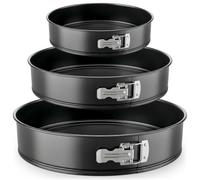 NutriChef Set de 3 Moules Springform - 15/20/25 cm, Acier Carbone, Antiadhésifs, Anneaux Inox, Compatible Four 230 °C, 300 Caissettes