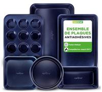 NutriChef set de moules à pâtisserie 6 pièces antiadhésifs - Plaques de cuisson en acier allié avec revêtement diamant, compatibles four jusqu’à 230 °C, couleur bleu diamant