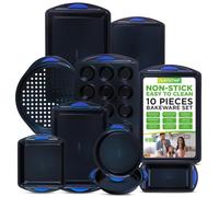 NutriChef Set de Moules à Pâtisserie Antiadhésifs - 10 Pièces bleu Plaques et Moules à Muffins et Cakes en Acier Revêtu pour Four jusqu’à 230 °C
