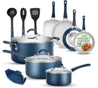 NutriChef Set de poêles et casseroles à induction 14 pièces, anti-adhésif, Set de casseroles, Casseroles et poêles, Aluminium avec bords en acier inoxydable