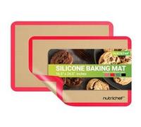 NutriChef Tapis Cuisson Silicone Grand Format 62 x 42 cm Lot de 2 - Tapis Four Antiadhésif Réutilisable, Résistant Jusqu’à 250 °C, Compatible Congélateur et Lave-Vaisselle, Rouge