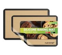 NutriChef - Tapis de Cuisson en Silicone - 2 Tapis Antiadhésifs 62.2 x 41.91 cm - Résistant au Four jusqu’à 250°C - Lavable au Lave-Vaisselle - Noir Noir