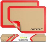 NutriChef Tapis de Cuisson en Silicone, 2 Tapis Antiadhésifs de Qualité Alimentaire, 42 x 29 cm, Résistant au Four Jusqu'à 250°C, Lavable au Lave-Vaisselle, Rouge