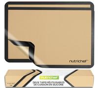NutriChef Tapis de Cuisson en Silicone, 2 Tapis Antiadhésifs de Qualité Alimentaire, 42 x 29 cm, Résistant au Four Jusqu'à 250°C, Lavable au Lave-Vaisselle, Noir