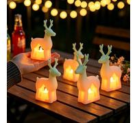 Nuvatrix Décoration de Noël lumineuse avec bougie LED sans flamme, lampe de table décorative à piles, mini arbre/étoile/maison/renne, veilleuse pour intérieur, maison, étagère, cheminée