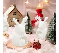 Nuvatrix Décoration de Noël lumineuse avec bougie LED sans flamme, lampe de table décorative à piles, mini arbre/étoile/maison/renne, veilleuse pour intérieur, maison, étagère, cheminée
