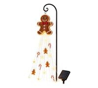 Nuvatrix Lampe solaire de jardin en pain d'épices, lampe de cour extérieure étanche avec LED chaude cascade, lampe sur piquet pour pelouse, terrasse, allée, décoration d'intérieur de Noël, affichage