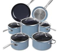 Nuwave Batterie de Cuisine 12 Pièces, Céramique Duralon, Bleu, Sans PFAS
