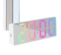Nuyhgtr Modern Desk Clock, Mirror Display Clock, Bedroom Alarm Clock, Table Clock Modern, 16x6x2.7 cm, Large LED Mirror Alarm Clock with Date and Temperature Display for Bedrooms
