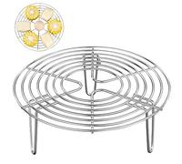 NUYYR Support à Vapeur, Grille de Cuisson la Dessous Plat Rond Acier Inoxydable Vapeur Rack Pour Autocuiseur, Casserole, Wok, 19,5cm, Argent