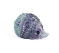 NUZUJX Figurine de hérisson en cristal sculptée à la main en fluorite arc-en-ciel naturelle de 4,3 cm, pierre précieuse de guérison Reiki, statue décorative pour la maison, le bureau (fluorite