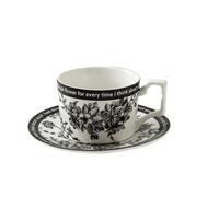 nviusdSJ Tasses à café, Ensemble de tasses à café et soucoupes en céramique, tasse thé l'après-midi grande valeur, eau haut gamme(Black)