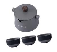 NVOQILIN Ensemble de théière portable en alliage d'aluminium avec théière et tasses pour les aventures de randonnée avec bouilloire à thé portable avec trois tasses
