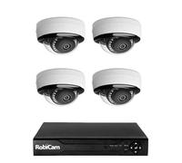 NVR, RobiCam, 4 caméras dôme, 5 MP, haute résolution, vidéosurveillance, kit de caméras, système NVR, caméras IP, sécurité domestique et professionnelle