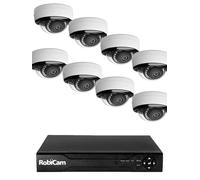 NVR, RobiCam, 8 caméras dôme, 5 MP, haute résolution, vidéosurveillance, kit de caméras, système NVR, caméras IP, sécurité domestique et professionnelle
