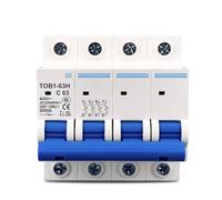 NVSFZGIYG Mini-disjoncteur 4 pôles AC MCB TOB1-63 Type C 230/400 V~ 50 Hz/60 Hz 3 A, 6 A, 10 A, 16 A, 20 A, 25 A, 32 A, 40 A, A, 63 A, 1 pièce(4P 40A)