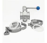 NVSFZGIYG SS304 Kit de clapets d'arrêt tri-clamp sanitaire en acier inoxydable, 1 clapet d'arrêt Tri-Clamp, 2 pinces, collier de serrage, joint (108)