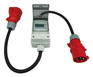 NW Powersolutions NW10106 32 A 400 V CEE Compteur d'énergie numérique Mobile calibré IP44 Adaptateur triphasé