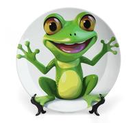 NWGHM Assiettes décoratives en porcelaine anglaise pour présentation de 18 cm, assiettes à salade en forme de grenouille verte, assiettes à dessert, plats de service, décoration artistique pour salon,