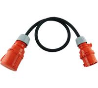 NWP Adaptateur CEE 16A 400V mâle à 32A 400V femelle courant fort - 1m de câble de raccordement - IP44 - 5x2,5mm² câble flexible en caoutchouc