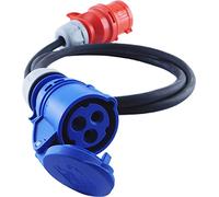 NWP Adaptateur CEE Femelle 230 V 16 A vers fiche CEE 400 V 16 A - Câble de raccordement de 1,5 m 3 x 2,5 mm² - IP44 - pour Camping, Caravane, Bateau, marchés