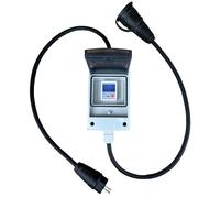 NWP Compteur électrique numérique mobile Schuko 230 V - IP54 - Affichage de la consommation d'énergie, de la puissance, du courant et de la tension - Câble en caoutchouc H07RN-F 3G2,5 - Pour camping