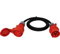 NWP Rallonge CEE 2m 400V 16A, noir, IP44 5x2,5 mm² H07RN-F - câble souple en caoutchouc, rallonge pour chantier, industrie, extérieur