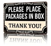 NWPNLXEA Informative Package Drop Off Box Tin Sign Vintage Metal Plaque for Porch Office Home Wall Decor Custom Directional Sign 8 X 12 in