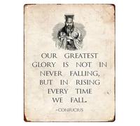 NWPNLXEA Retro Metal Wall-Art Confucius Our Greatest Glory Quote Inspirational Sign for Study Office Home Library 8 X 12 in