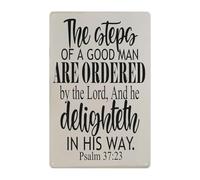 NWPNLXEA Scripture Metal Tin Sign The Steps of a Man Are Ordered by the Lord Religious Quote Wall-Art Gift for Christian Men Father Husband Dads 8 X 12 inch