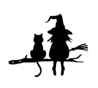 Nxbuynef Silhouette de sorcière en métal | Décoration de jardin en forme de chat | Panneau de sorcière en métal | Décoration murale d'extérieur en métal noir pour jardin, pelouse, terrasse