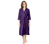 NY Threads Coton Mélange Tricoté Peignoir de Bain femme Douillet Léger Robe de Chambre (Violet, L)