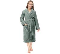 NY Threads Luxe Doux Robe de Chambre Femme Polaire Col Châle Douillet Peignoir de Bain (Gris, L)