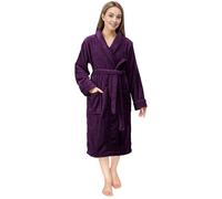 NY Threads Luxe Doux Robe de Chambre Femme Polaire Col Châle Douillet Peignoir de Bain (Prune, L)