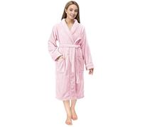 NY Threads Luxe Doux Robe de Chambre Femme Polaire Col Châle Douillet Peignoir de Bain (Rosa Clair, M)