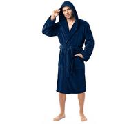 NY Threads Luxe Doux Robe de Chambre Homme Polaire à Capuche Douillet Peignoir de Bain (Marine, XL)