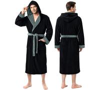 NY Threads Peignoir de bain long à capuche pour homme, en polaire, Large-X-Large
