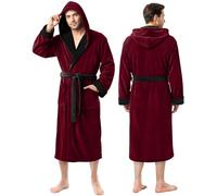 NY Threads Peignoir de bain long à capuche pour homme, en polaire, Small-medium