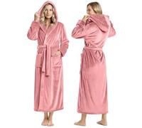 NY Threads Peignoir long de spa en polaire et à capuche pour femme, corail, L (paquet de 1)