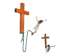 Nybhyjka Statuette Du Crucifix De Jésus Bungee,Figure De Jésus-Christ Qui Saute,statues Artisanales En Résine De Jésus, Sculpture De Jésus Qui Saute Avec La Décoration Religieuse De Jésus Qui Saute,