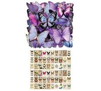 NYGGTYK 40 Autocollants Papillons, 60 Papillons en Papier, Autocollants Muraux Pourpre Papillons, Autocollants De Décoration Murale en Verre À Domicile Bricolage, Autocollants De Scrapbooking.