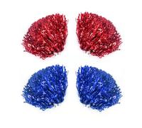 NYGGTYK Lot de 2 paires de bouquets de pom-pom girls colorés, avec filaments, accessoires de jubilation, convient pour les acclamations sportives et la danse (rouge, bleu)