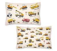 NymphFable Lot de 2 Housses de Coussin Enfants Engins de Chantier 45 x 33 cm, Pelleteuse Casque Velours Housses Décoratives pour Chambre de Garçon Lit Bébé