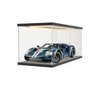 Nynelly Vitrine Acrylique Transparent pour Collection avec Lumière LED, Boite Vitrine pour Lego 60445 60444 42154 21334 Voiture Miniature, Anti-Poussière Plexiglas Vitrine Figurine, 50x20x20 cm, Noir