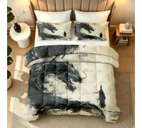 NYSMGS Couette 220x240 Imprimée Dragon à L'encre Duvet 2 Personnes