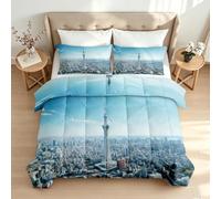 NYSMGS Couette 220x240 Imprimée Réversible Tokyo Japan Duvet 2 Personnes